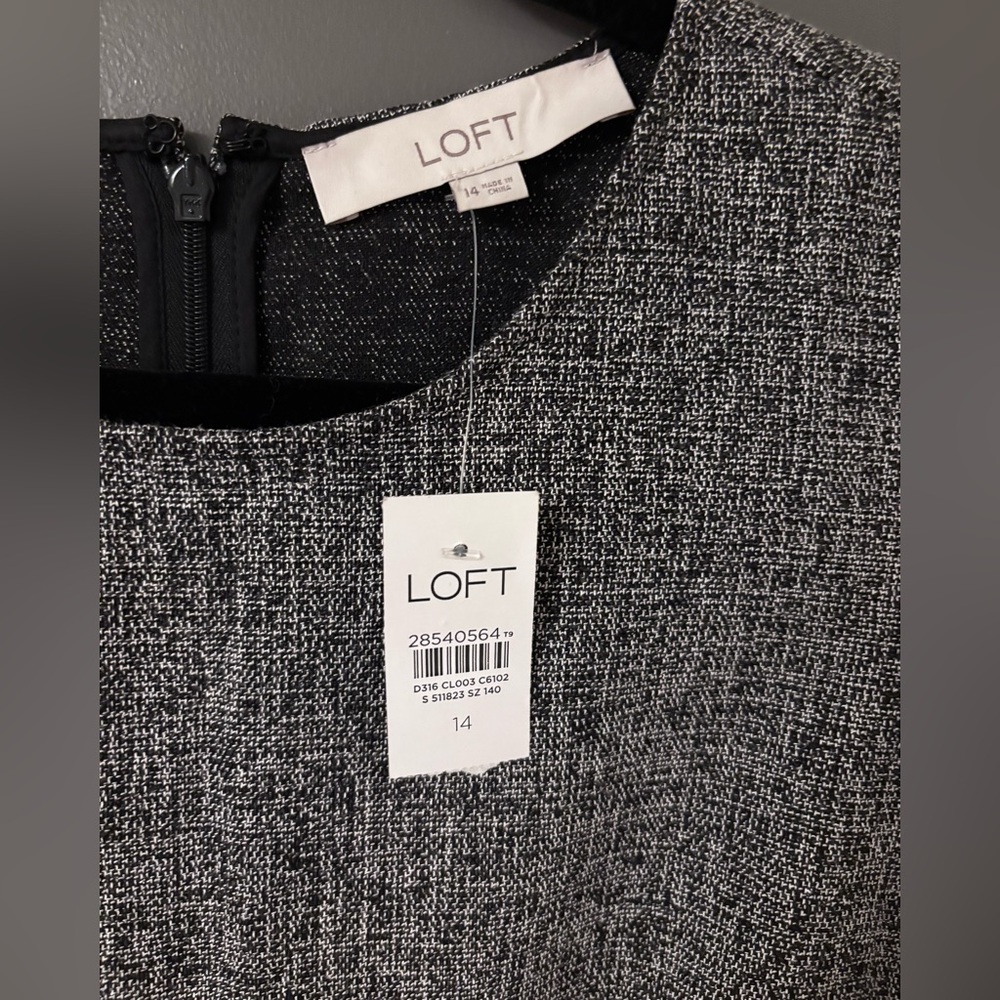 LOFT Tweed Ruffle Button Sheath Dress | Size 14 - Picture 3 of 8